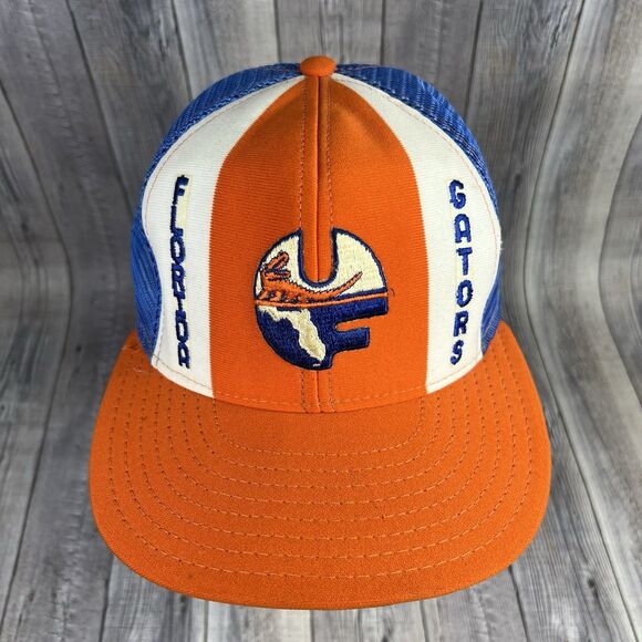 Vintage 80s Snapback Double Knit Florida Gators Trucker Mesh Lucky Stripes USA